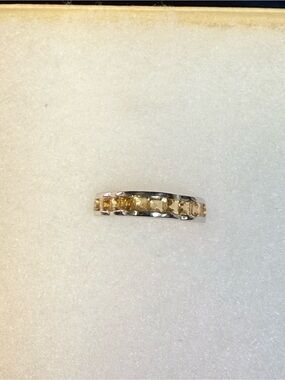 Sterling Silver Citrine Stones Half Eternity Band